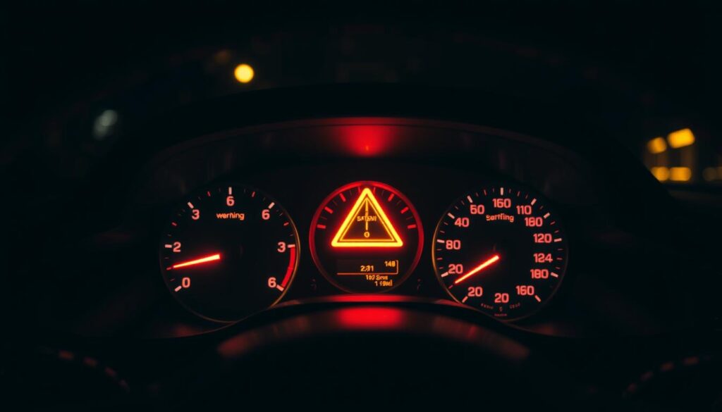 Triangle with exclamation point light car dashboard